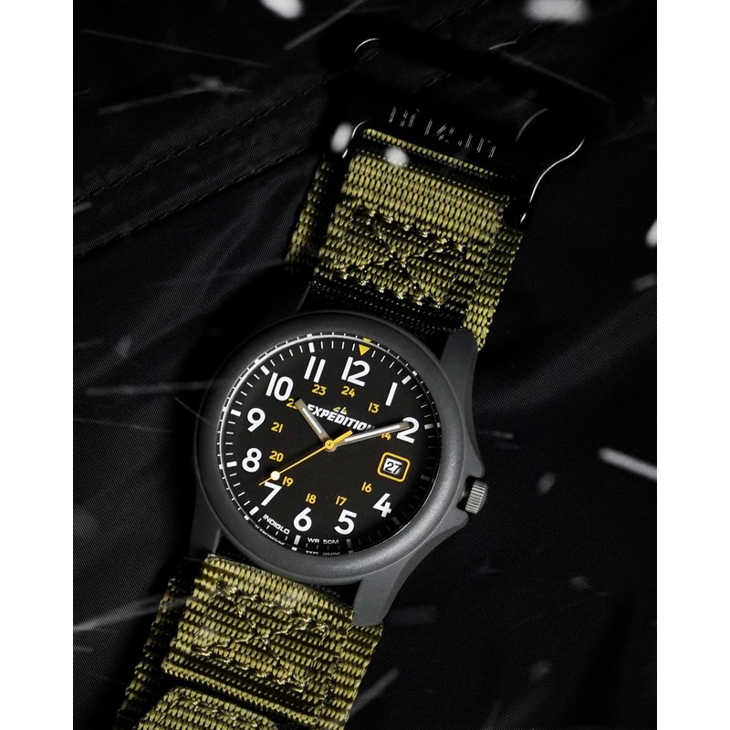 HEMSUT Wide Nylon Hook & Loop Watch Band with Metal