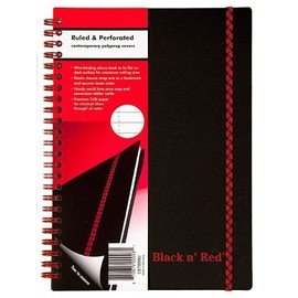 Black n' Red Twin Wire Poly Cover Notebook, 8-1/4 x 5-7/8 Inches, Black, 70 sheets/140 pages (C67009) by ACCO