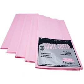 New Paradise Heavy Duty Plastic Disposable Reusable Table Covers, Rectangular Tablecloth, Table Cover, Size 54'' x 108'' (Pack of 5) - Pink