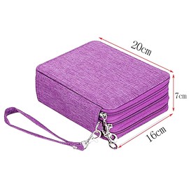 Gullor Large Capacity 3 Layers Pencil Bag Pencil Holder Organizer - 78 Slots for Colored Pencils, Purple