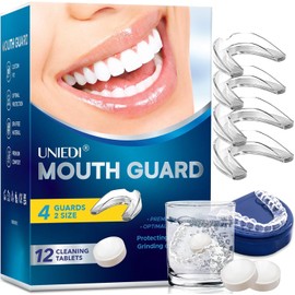 Anti Grinding Guard, Mouth Guard for Grinding Teeth at Night, Mouth Guard for Clenching Teeth at Night, Night Guards for Teeth Grinding with 12 Cleaning Tablets