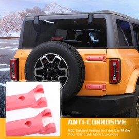 Jeliker Rear Back Door Tailgate Hinge Trim Cover Exterior Decorative Spare Tire Bracket Accessories for Ford Bronco 2021 2022 Accessories 2 PCS Pink (NOT for Ford Bronco Sport)