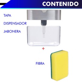CHIC-FANTASY Dispensador de jabón para Cocina con Soporte de Esponja 2 en 1 385ml