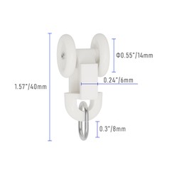 Skweawert 50Pcs 0.53" Dia Curtain Track Rollers Plastic Twin Wheeled Carriers Drapery Rail for Windows Shower Curtain Tracks
