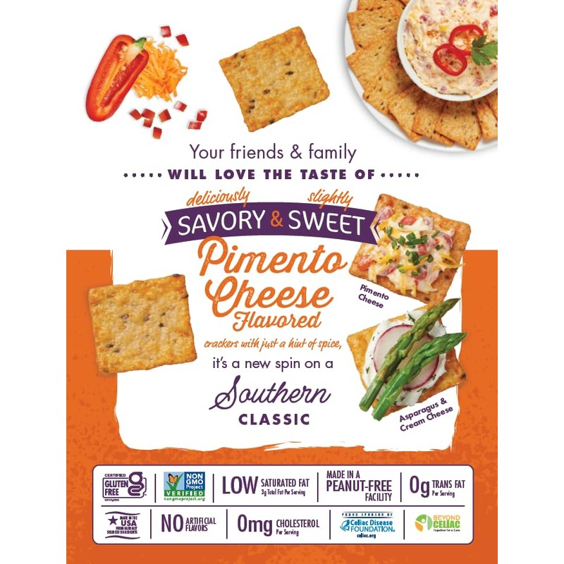 Crunchmaster Gluten-Free Multi-Grain Pimento Cheese Crackers, 3.54 oz. Bag in