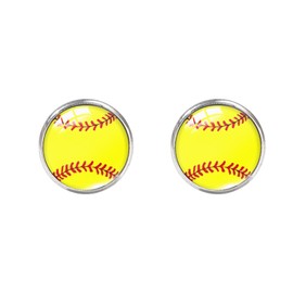 Rnivida Softball Stud Earring Softball Accessories Hypoallergenic Jewelry Gifts for Women,Stainless Steel Sports Stud Earrings for Mom,Team,Fans