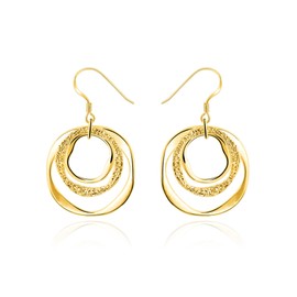 Hypoallergenic Gold Geometric Circle Dangle Earrings - Bohemian Boho Style Lightweight Jewelry for Women - Gift for Fashionistas & Daily Wear