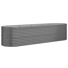 vidaXL Raised Garden Bed - Oval-Shaped, Powder-Coated Steel Planter for Outdoor Gardening - 116.5"x31.5"x26.8" Size, Simple Assembly, Stylish Gray Finish, Durable and Weather-Resistant