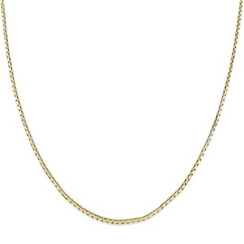 DiamondMist 14K Real Yellow Gold 0.6mm Box Link Chain for Men and Women 16” 18” 20” 24” Durable Lobster Clasp, High Polished Modern Pendant Necklace