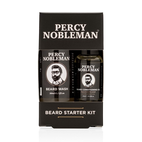 Beard Grooming Kit - A Beard Starter Kit Containing A Beard Oil & Beard Wash By Percy Nobleman 40ml