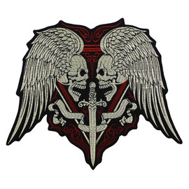Large Embroidery Skull Wings Sword Patches Iron On Motorcycle Biker Badge Vest Jacket Back Applique 1 Piece