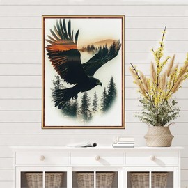 MEIYUDA Eagle Diamond Painting Kits for Adults, 5D Forest Eagle Diamond Art Kits for Beginners, Animals DIY Gem Art Crystal Painting for Home Wall Decor and Present 12x16inch