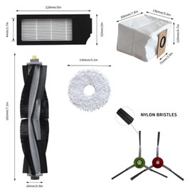 kingsea Replacement Parts Accessories Compatible with Ecovacs DEEBOT X1 Omni, X1 Turbo Robtic Vacum, with Roller Brush, 4 Side Brushes, 3 Dust Bags, 2 Hepa Filters, 2 Mop Pads