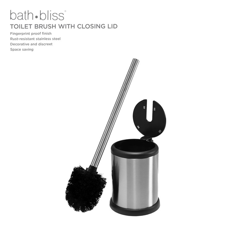 Bath Bliss Toilet Brush and Holder | Self Closing Lid