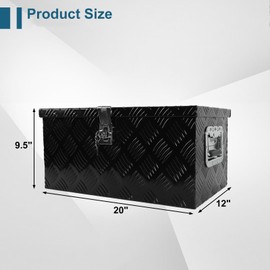 Gooeap 20 X 12 X 9.45 Inch Black Aluminum 5 Bar Tread Tool Box Truck Car Outdoor Trailer Pickup Underbody Toolbox, RV Storage Organizer, Underbed Tools Organizer With Lock & Keys