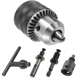 Mesee 1.5-13mm Capacity Quick Change Drill Chuck Adapter Converter 1/2-20UNF Impact Chuck Conversion Tool Kit with Chuck Key, 1/4" Quick Change Hex Shank, SDS Plus Shank and 1/2" Square Female Adaptor