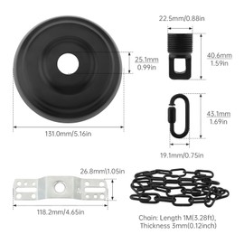 RTNLIT 5" Light Fixture Canopy Kit with 3.2 feet Chandelier Chain, Swag Light Kit Pendant Light Fixture Mounting Bracket for Hanging Light (Gold)