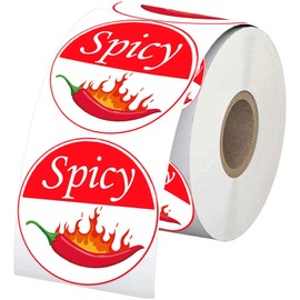Fluorescent Spicy Stickers Food Labels 1 X 2 Inch - Food Warning Spicy Labels Grocery Store Food Stickers 500/Roll (Orange, 1 x 2 inch)