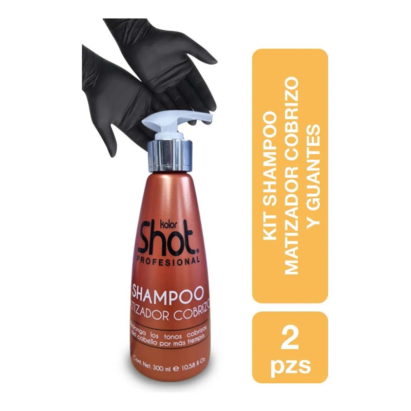 Shampoo Matizador Cabello Cobre Kolor Shot + Par De Guantes
