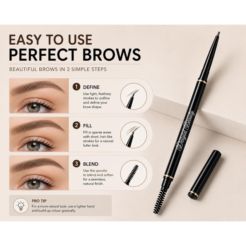 Waterproof Micro Fine Eyebrow Pencil – Vegan Ultra Slim Brow