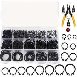 Pack of 456 Circlips Set, Snap Ring Metal C-Clip, Seegering Assortment 15 Types Locking Washers for Shafts (Φ3/4/5/6/8/10/11/12/14/15/16/18/20/22/25 mm)