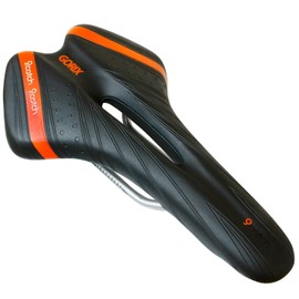 GORIX Bike Saddle Seat Comfortable Cushion with Rail Mountain Road Bicycle for Men and Women (A6-1)(Black×Orange)