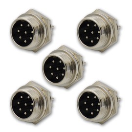 Czyuntuo Aviation Plug Connector GX16 8 Pins Male Panel Metal Wire Connector 16mm Chassis Socket (5-Pack)