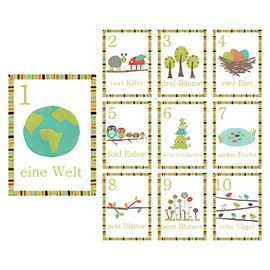 Children Inspire Design Nature Themed German Numbers 1-10 and Counting Wall Cards, 5" x 7", Set of 10