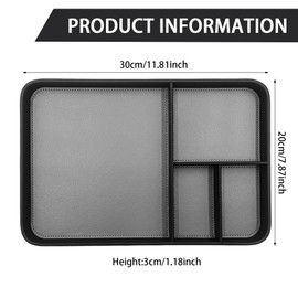 Desk Drawer Organizer, 12x8in PU Leather Valet Tray with Compartment, Stackable Catchall Tray for Pen, Key, Wallet, Sunglass, Watch, Phone-