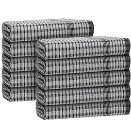 Casabella Wonderdry Tea Towels - 100% Cotton Kitchen Towels 50x70 cm Pack of 10 Cleaning Cloth, Highly Absorbent & Thick, Dish Cloths for washing up - Black Tea Towels
