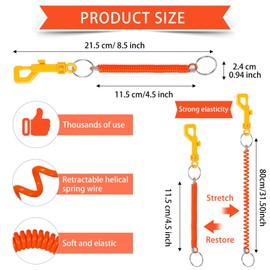 Otuuz 3 Pack Spiral Keyrings Stretchy Elastic Keychain with Plastic Clips Spiral Spring Key Holder Anti Theft Keychain for Keys ID Travel Cards Belt Wallet Backpack (Purple, Green, Orange)