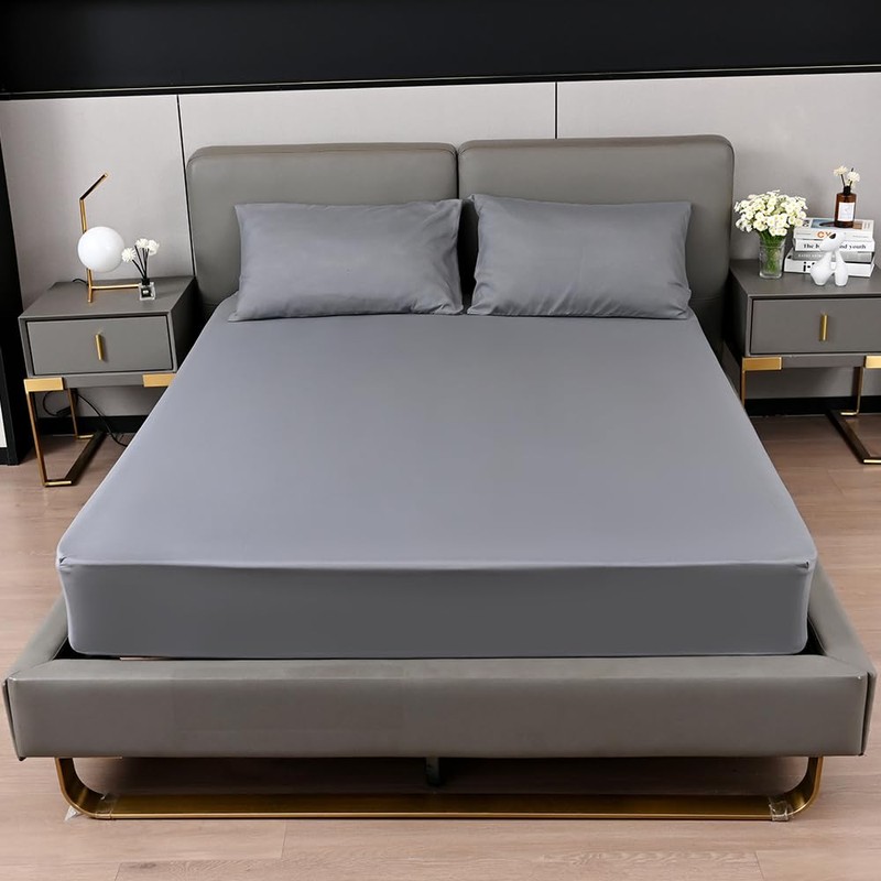 Charcoal Fitted Sheet 25CM Deep Bed Sheet King Size Hotel