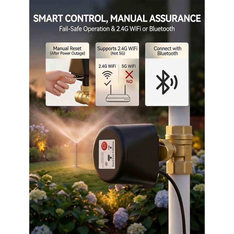 Smart WiFi Water Valve, Brass Motorized Ball Valve with Timer