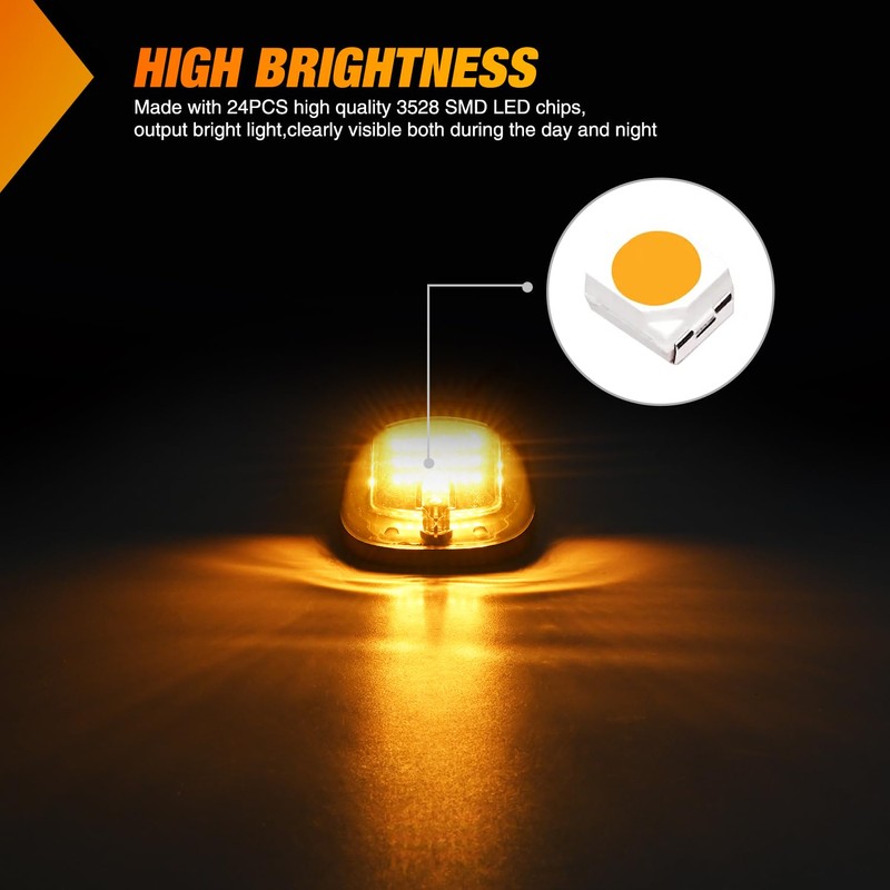 Nilight LED Cab Marker Lights 5 PCS 24 LED Smoke
