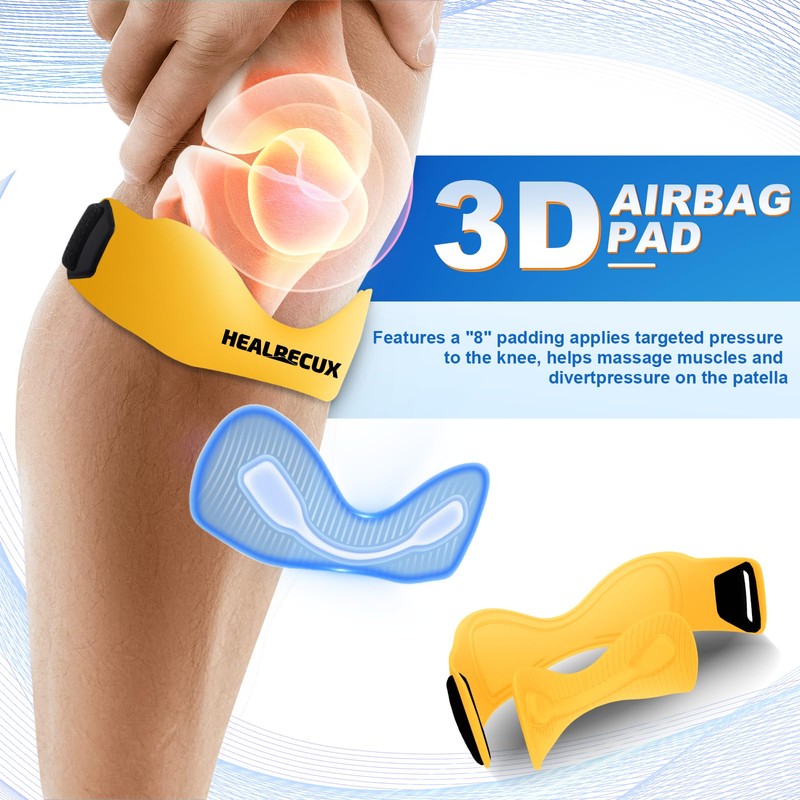 Healrecux Silicone Patellar Tendon Support Strap, Adjustable Non-Slip Patella Band