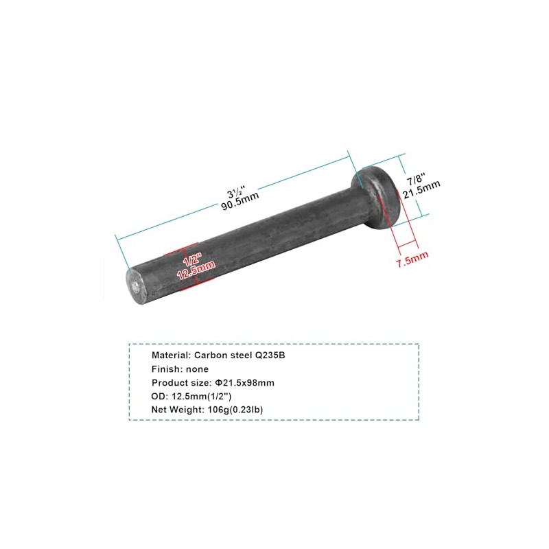 MOUNTAIN_ARK 12 Pack 1/2" x 3-1/2" Headed Concrete Anchor Weld