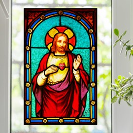 Sacred Heart of Jesus Stained Glass Window Film (6.9"x11")