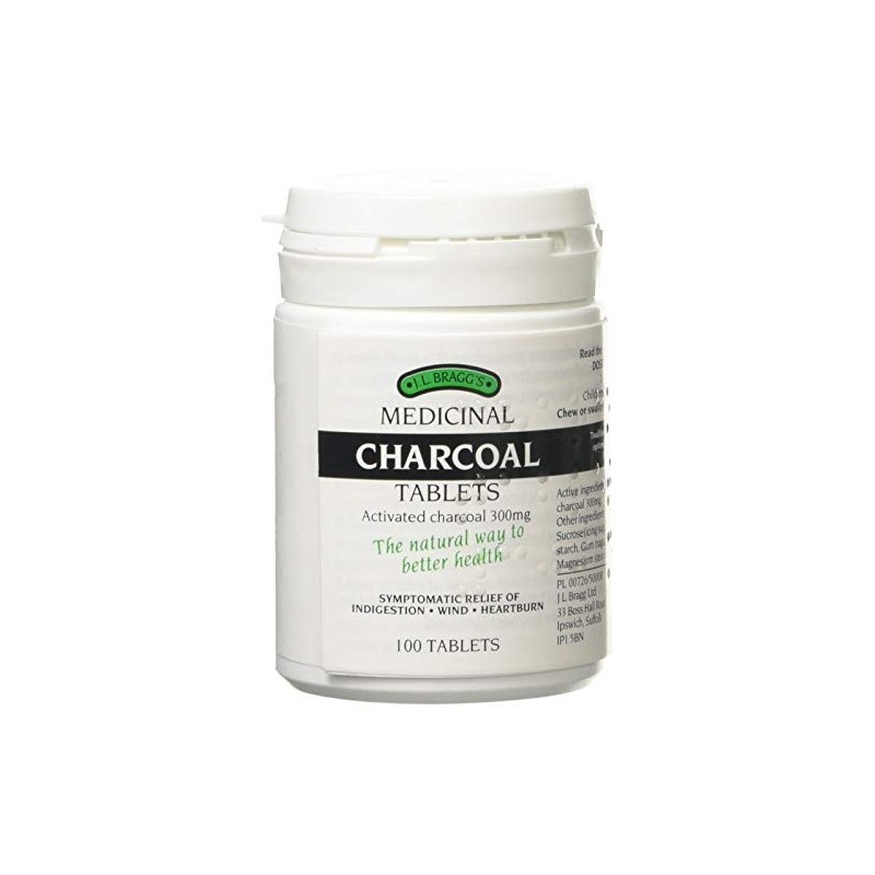 J.L Bragg's Charcoal Tablets 100, Pack of 2