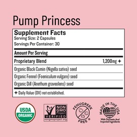 Legendairy Milk Pump Princess Lactation Supplement - Breastfeeding Supplements for Milk Supply Increase and Milkflow - Organic Black Cumin, Fennel and Dill Seeds, Fenugreek Free - 60 Capsules