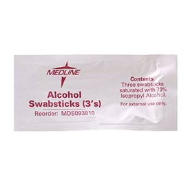 Medline Sterile Alcohol Swabsticks, 3/Pack, Ideal for Medical and Home Use, Pack of 1