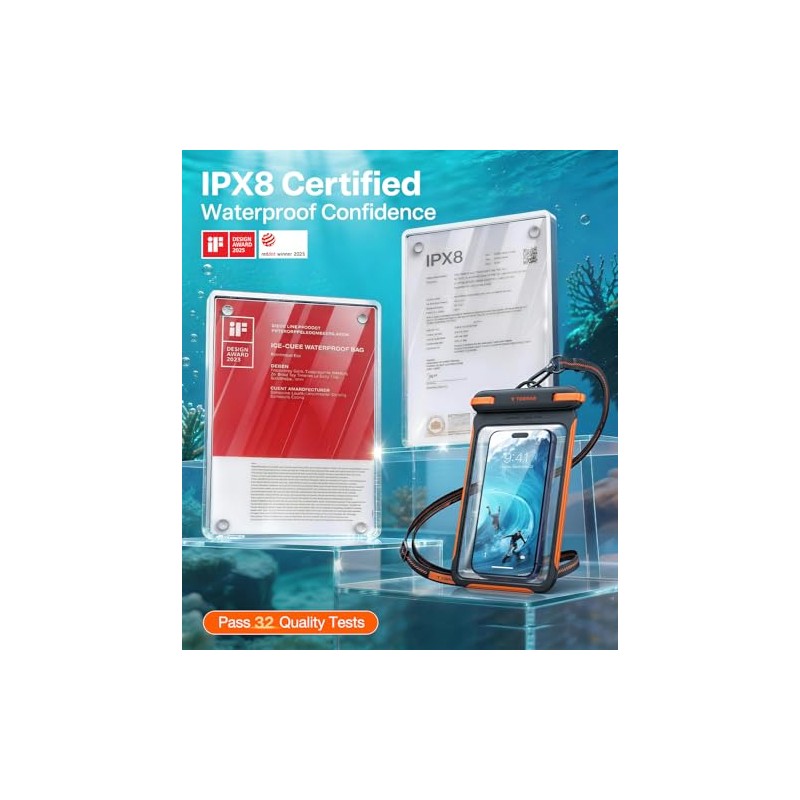 TORRAS Waterproof Phone Pouch - 2 Pack for Beach &