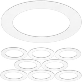 LightLabs Goof Ring Gloss 8 Pack 8.65" Diameter for 6" Cans. Inlcudes Mounting Tape to Fix Drywall Damage for Flush Mount Recessed Down Lights. 6.2" Inner Diameter Recessed Light Cover Glossy White