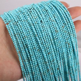 155pcs 2mm Natural Turquoise Stone Loose Round Beads Gemstone Smooth Samll Spacer Beads for jewerly Making Bracelet Necklace