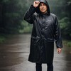 HANMENGXUAN Men's Rain Jacket with Hood Waterproof Ultra-Lite Long Safety