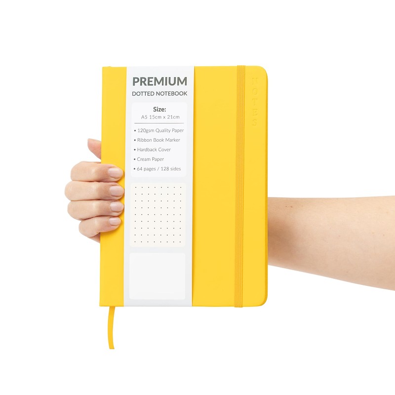 Bullet Journal A5 Dotted Notebook with Faux Leather Hardback Cover