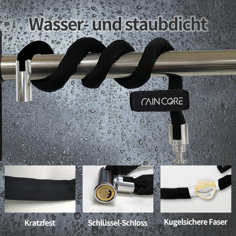 RAINCORE Lightweight Bicycle Lock Lock (2 Keys) Anti-Theft - 100cm
