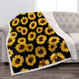 Jekeno Sunflower Sherpa Fleece Blanket - You are My Sunshine Throw Blankets Soft Warm Lightweight Cozy Plush Sunflower Throw Blankets for Bed, Sofa, Couch, Camping, Travel 50"x60"