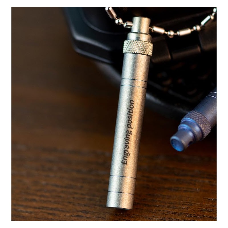TITANER Titanium EDC Whistle - Anodized Yellow & Hand-Carved Meteorite