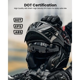 ILM Motorcycle Modular Full Face Helmet Flip up Dual Visor Motorbike Moped Street Bike Racing for Adult,Men and Women DOT Model 906(Bright Red,Large)