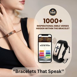 2PCS NFC Daily Bible Verse Bracelets, Wearable Cross Bible Scripture Bracelet, Cross Bracelet, Christian Gifts for Women, Men, Catholic Religious Gifts, Devotional God Band For Men, Fathers Day Gift For Dad (Set 2)